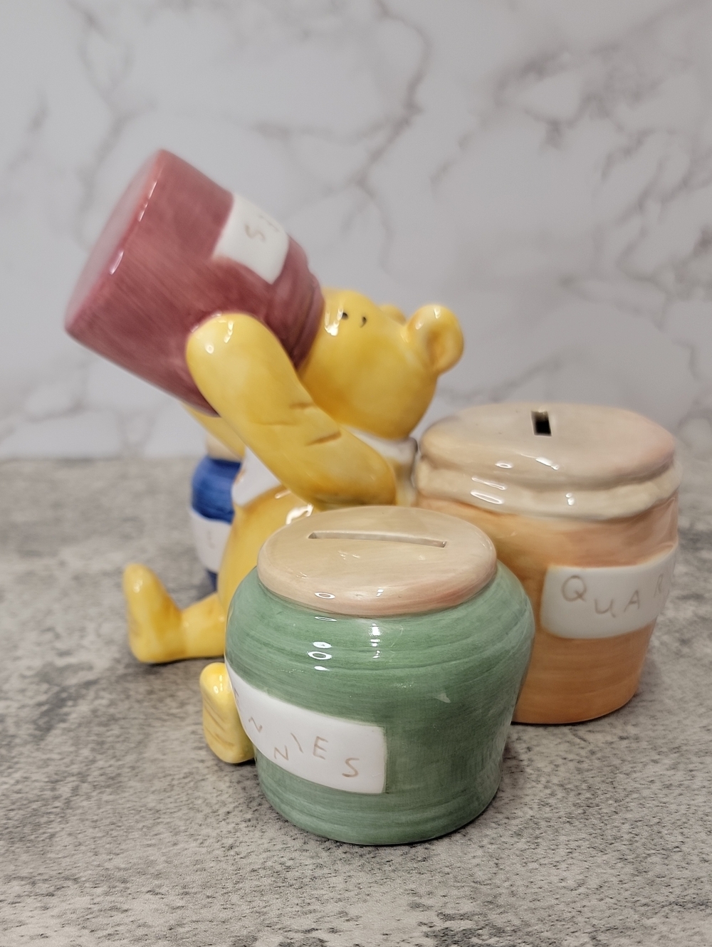 Vintage Classic Winnie the Pooh Honey Pots Coin Coins Sorting Piggy Bank Disney